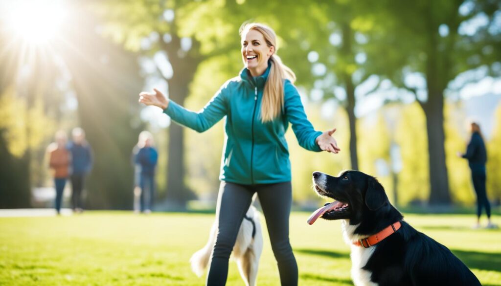 Dog enjoying positive reinforcement during training