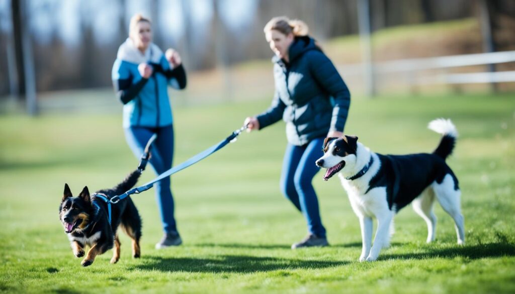 leash reactive dog on a walk