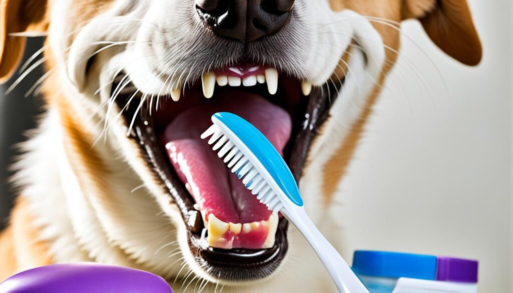 Dog teeth brushing