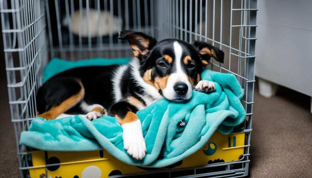 rescue dog crate training at night