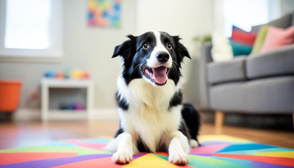 Dog learning the place command
