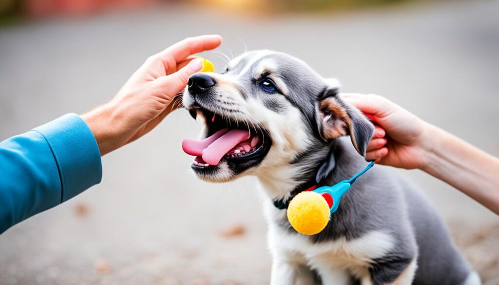 Teaching bite inhibition to puppies